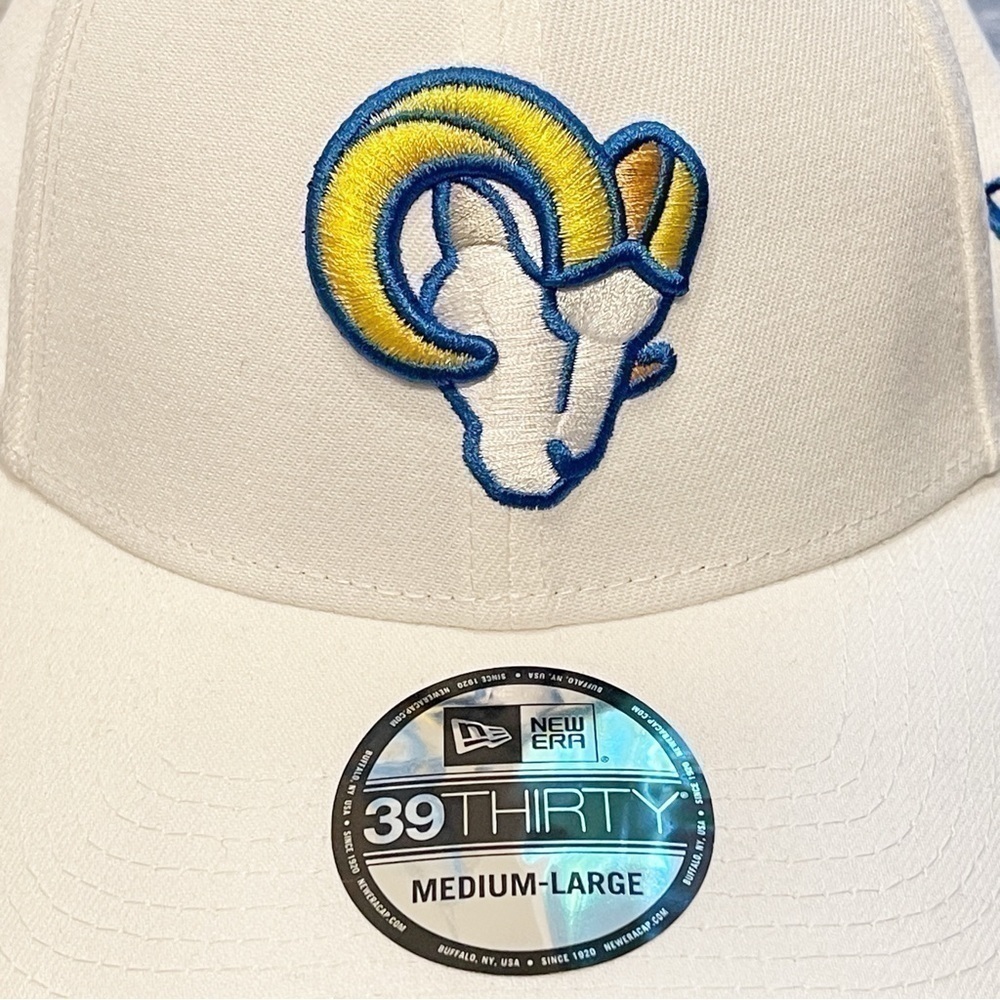 Los Angeles Rams New Era LA Logo Iced II 39THIRTY Hat White Medium/Large NEW - Picture 3 of 13
